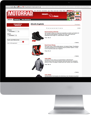 Markt Motorras-Bekleidungführer online - Screenshot
